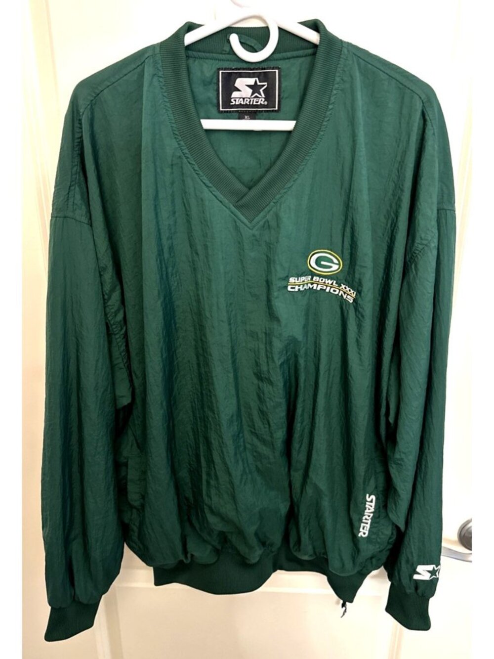 Green Bay Packers Starter Jacket Super Bowl XXXI Champions Size XL Pullover VTG